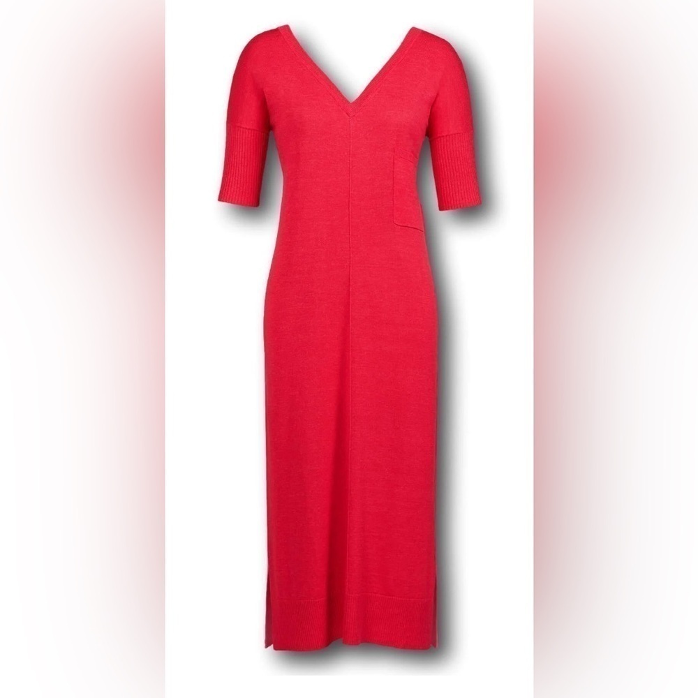J. Peterman linen blend shift Sweater dress, pink midi length, elbow length, S - Picture 10 of 11